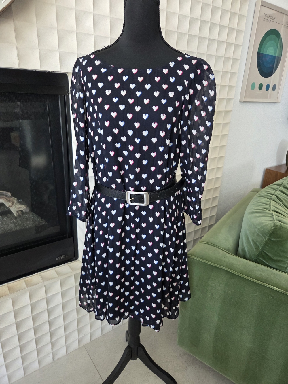Claudie Perlot $265 Rififi Black Mini Dress Heart Print Back Bow Size 38 - US 8 - Picture 8 of 15
